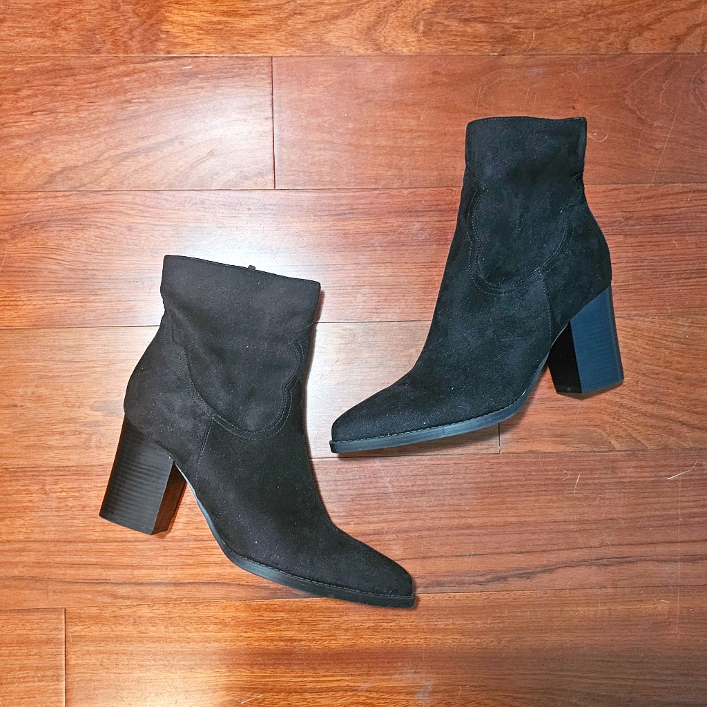 Nine West Taytay Suede Block Heel Ankle Boots | Size 12 | Nwot